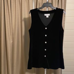 Bedford Fair sleeveless velvet vest with dazzling buttons